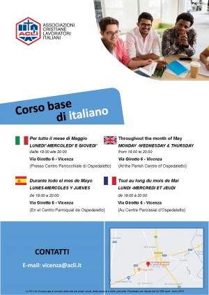 Le ACLI di Vicenza aps promuovono un corso di lingua italiana per favorire l’integrazione