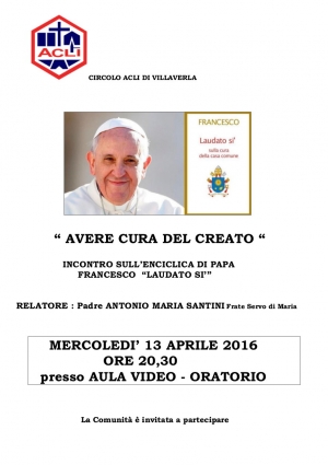 Incontro sull&#039;enciclica Laudato Sì a Villaverla