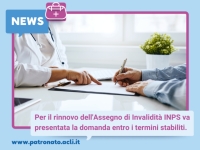 PER IL RINNOVO DELL’ASSEGNO DI INVALIDITÀ INPS VA PRESENTATA LA DOMANDA ENTRO I TERMINI STABILITI