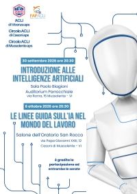 “Introduzione alle intelligenze artificiali”, incontro pubblico il 30 settembre a Mussolente